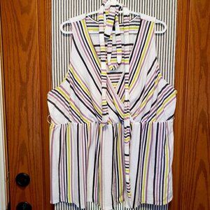 TORRID MULTI STRIPE CREPE WRAP BABYDOLL TANK TOP